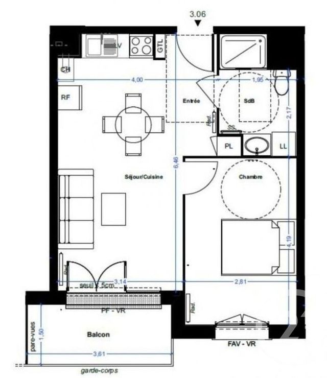 Appartement F2 &agrave; vendre - 2 pi&egrave;ces - 39,30 m2 - Le Petit Quevilly - 76 - HAUTE-NORMANDIE